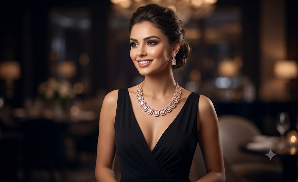 StyleMore™ Premium Rose Gold Party Wear Jewellery Set