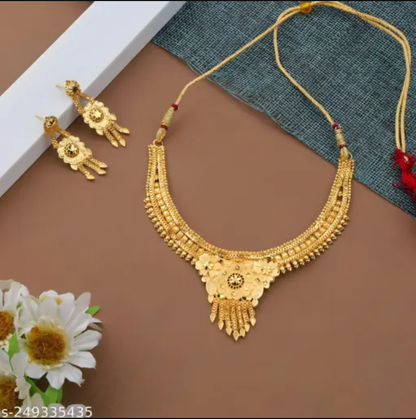 StyleMore™ Royal Gold Plated Bridal Necklace Set for Women