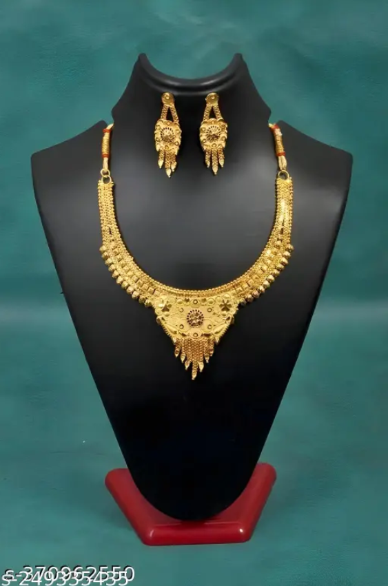 StyleMore™ Royal Gold Plated Bridal Necklace Set for Women