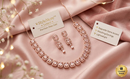 StyleMore™ Premium Rose Gold Party Wear Jewellery Set