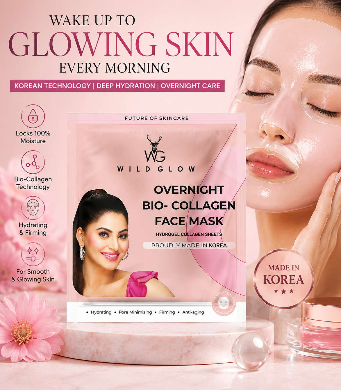 Korean Glass Skin Face Mask with Real Deep Bio-Collagen (50g)