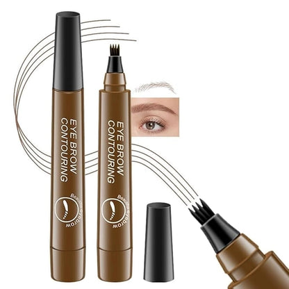 Waterproof 4-Tip Microblading Eyebrow Pen & Long-Lasting Tint (Pack of 2)
