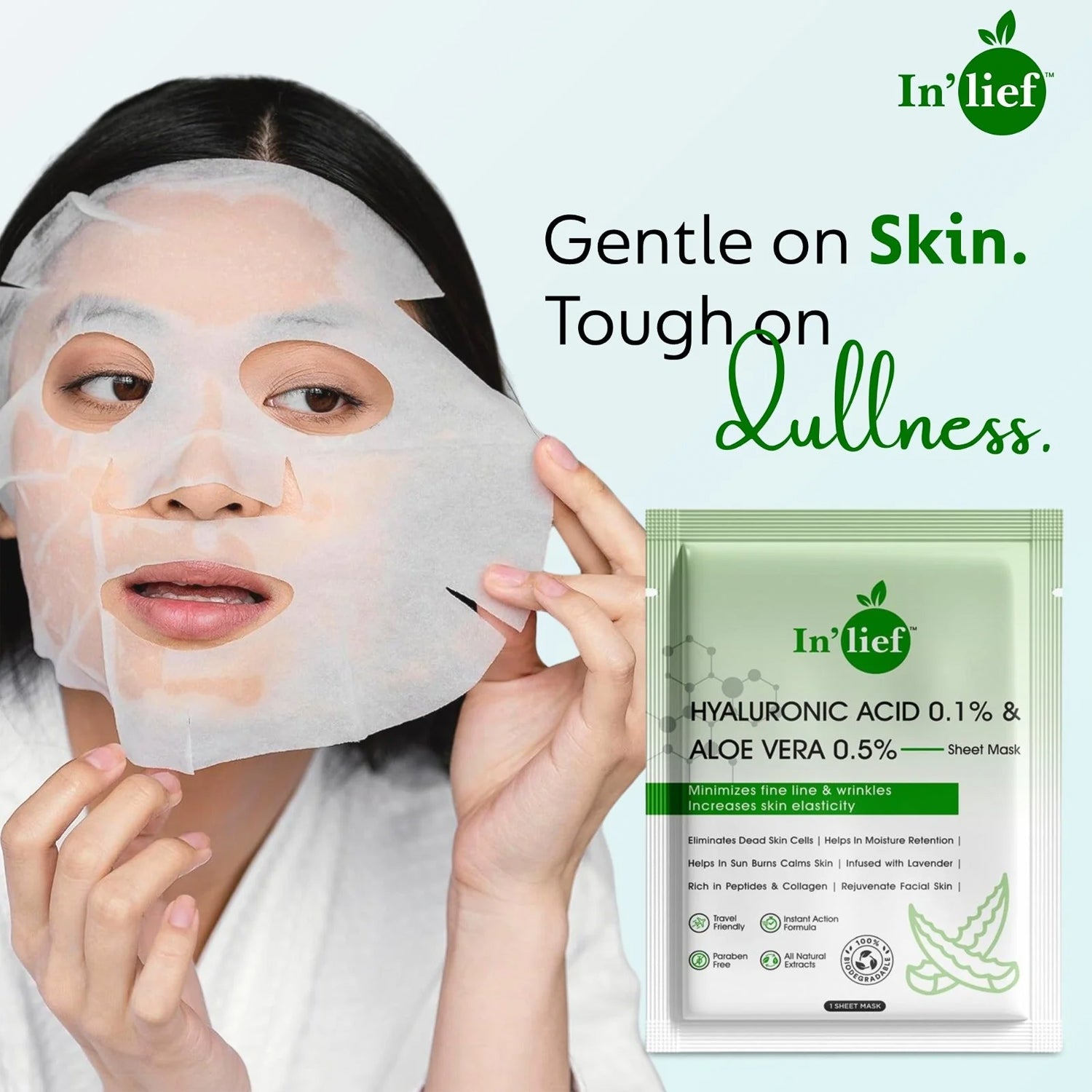 Inlief Hyaluronic Acid 0.1  Aloe Vera 0.5 Hydrating Facial Mask (1 Pc)