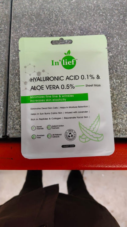 Premium Hyaluronic Acid & Aloe Vera Hydrating Sheet Mask - Instant Glow (1 Pc) - Stylemore