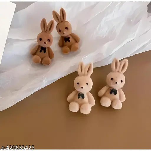 StyleMore™ Cute Korean Plush Rabbit & Bear Stud Earrings - Stylemore
