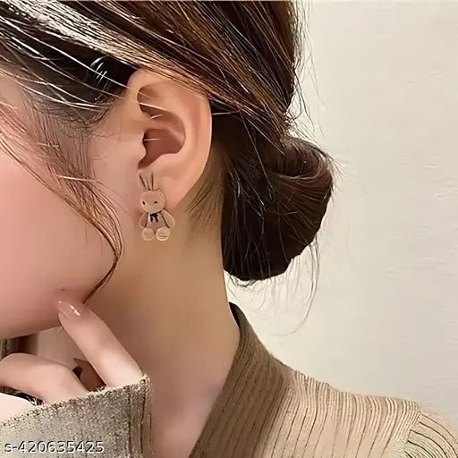 StyleMore™ Cute Korean Plush Rabbit & Bear Stud Earrings - Stylemore