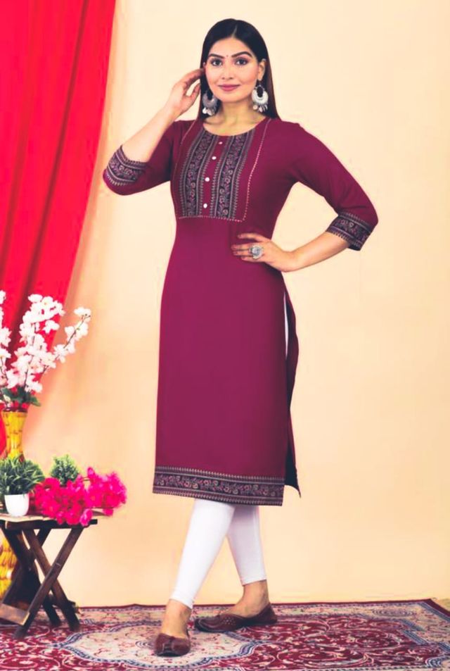 StyleMore™ Elegant Embroidered Maroon Kurti for Women - Stylemore