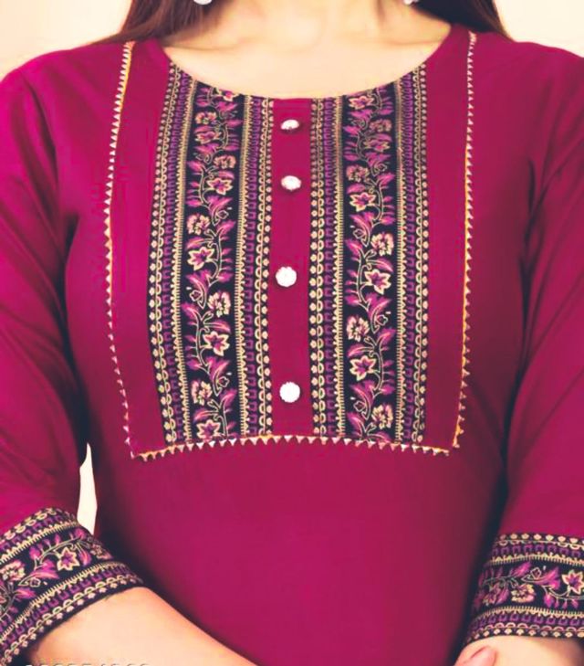 StyleMore™ Elegant Embroidered Maroon Kurti for Women - Stylemore