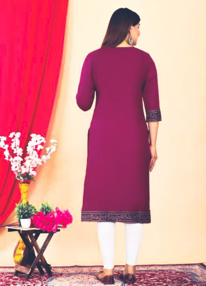 StyleMore™ Elegant Embroidered Maroon Kurti for Women - Stylemore