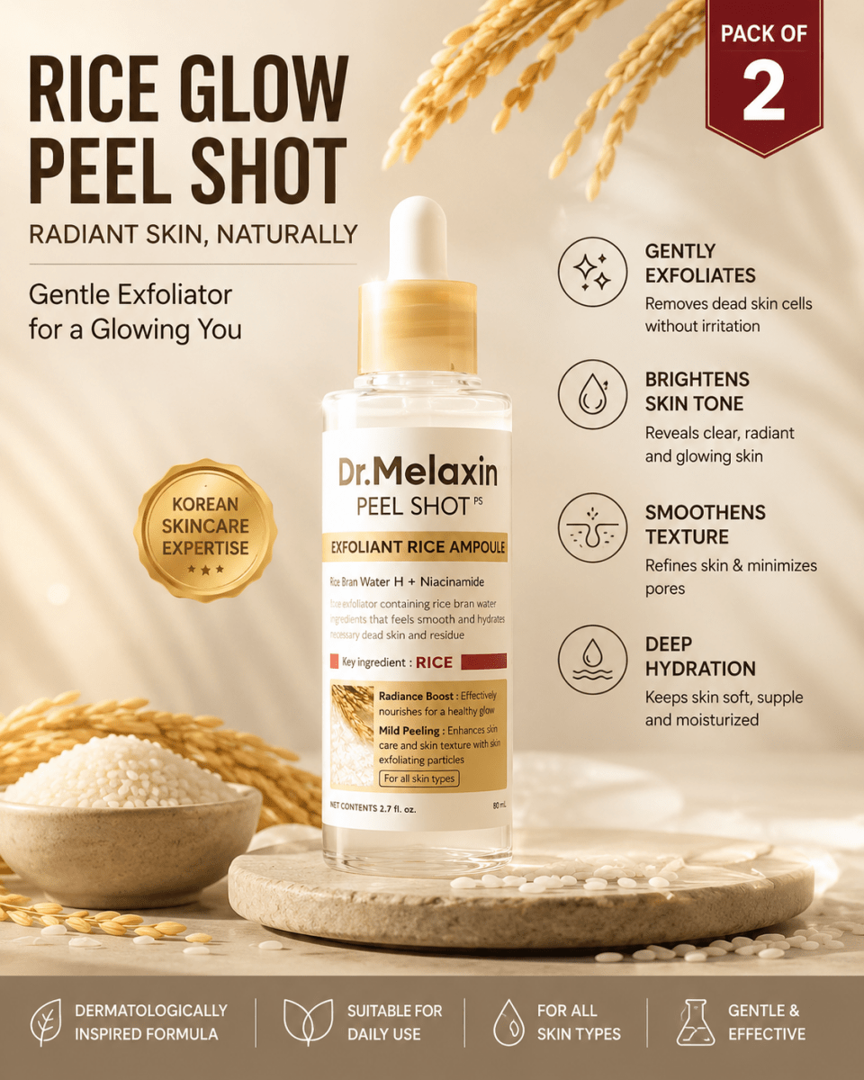 StyleMore™ Korean Rice Peel Glow Serum Ampoule (Pack of 2) | Daily Hydration & Radiance - Stylemore