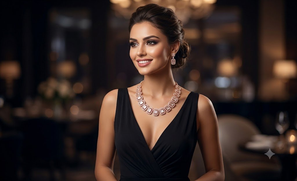 StyleMore™ Premium Rose Gold Party Wear Jewellery Set - Stylemore