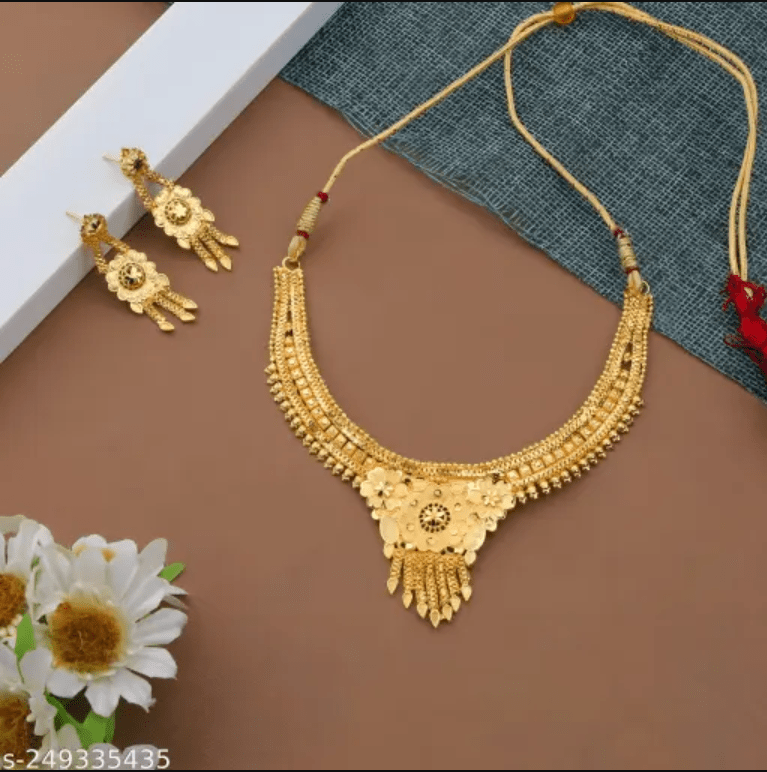 StyleMore™ Royal Gold Plated Bridal Necklace Set for Women - Stylemore