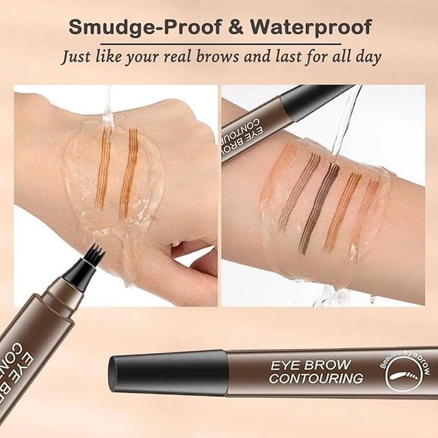 Waterproof 4-Tip Microblading Eyebrow Pen & Long-Lasting Tint (Pack of 2) - Stylemore
