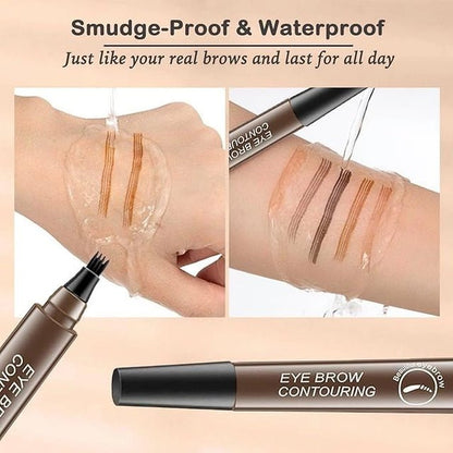 Waterproof 4-Tip Microblading Eyebrow Pen & Long-Lasting Tint (Pack of 2) - Stylemore