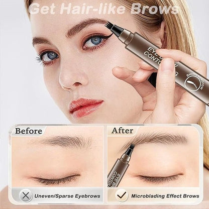 Waterproof 4-Tip Microblading Eyebrow Pen & Long-Lasting Tint (Pack of 2) - Stylemore