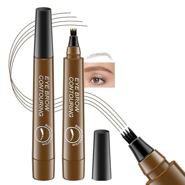 Waterproof 4-Tip Microblading Eyebrow Pen & Long-Lasting Tint (Pack of 2) - Stylemore