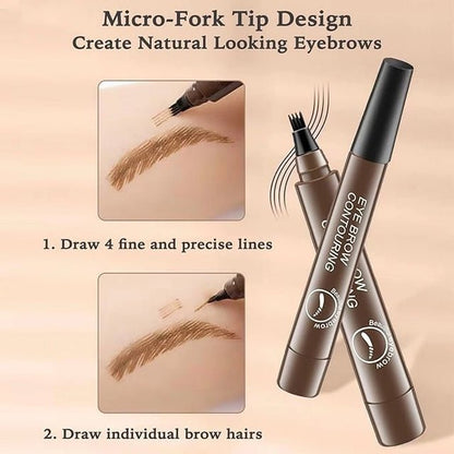 Waterproof 4-Tip Microblading Eyebrow Pen & Long-Lasting Tint (Pack of 2) - Stylemore